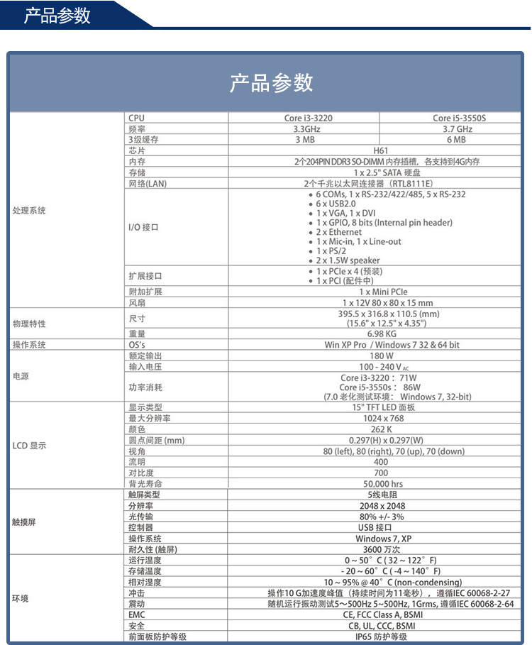 全新研華無風扇嵌入式工控機 多功能平板電腦 PPC-8150