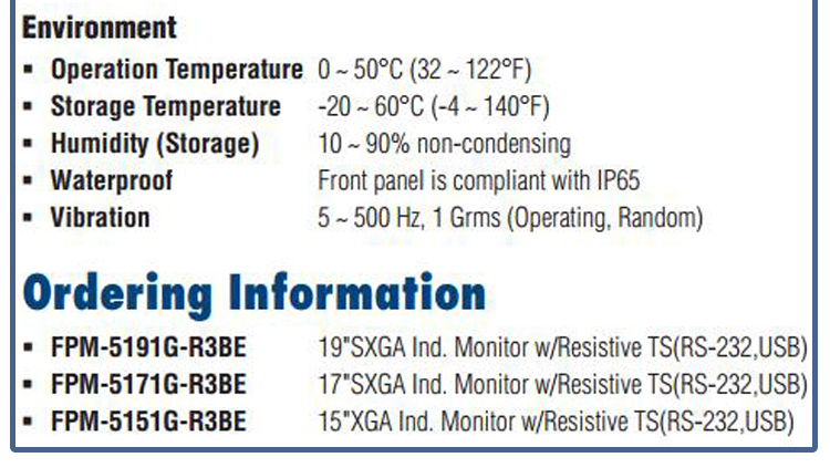 全新研華 工業等級平板顯示器FPM系列 15寸工業顯示器 FPM-5171G