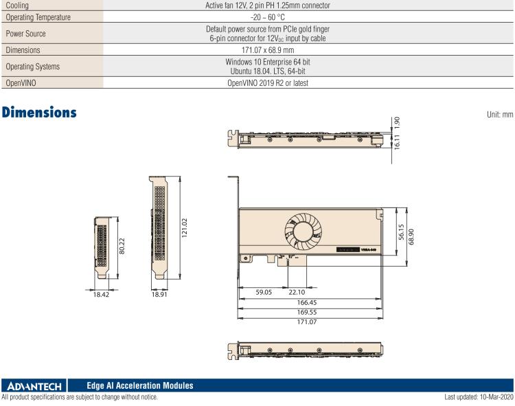 研華VEGA-340 基于Intel Movidius? Myriad? X VPU，PCIe x4 Edge AI 模塊，VPU*4 or VPU*8
