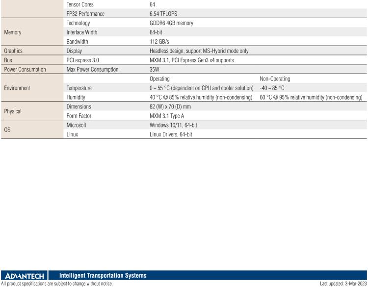 研華SKY-MXM-A500 MXM 3.1 Type A NVIDIA? Quadro? Embedded A500