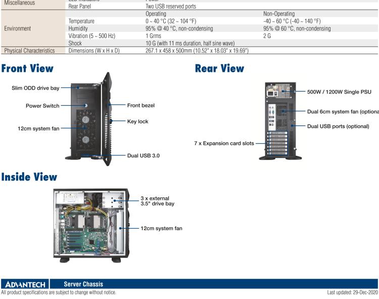 研華HPC-7000 用于EATX / ATX / MicroATX主板的塔式服務器機箱