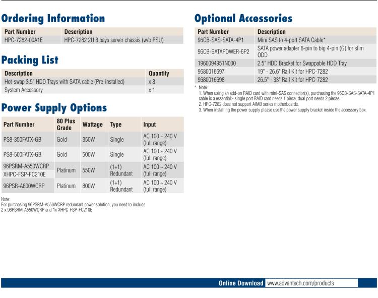 研華HPC-7282 2U 機(jī)架式機(jī)箱，適用于 Micro/ATX 服務(wù)器主板，支持8個(gè)2.5寸/3.5寸熱插拔硬盤(pán)，7個(gè)半高擴(kuò)展槽