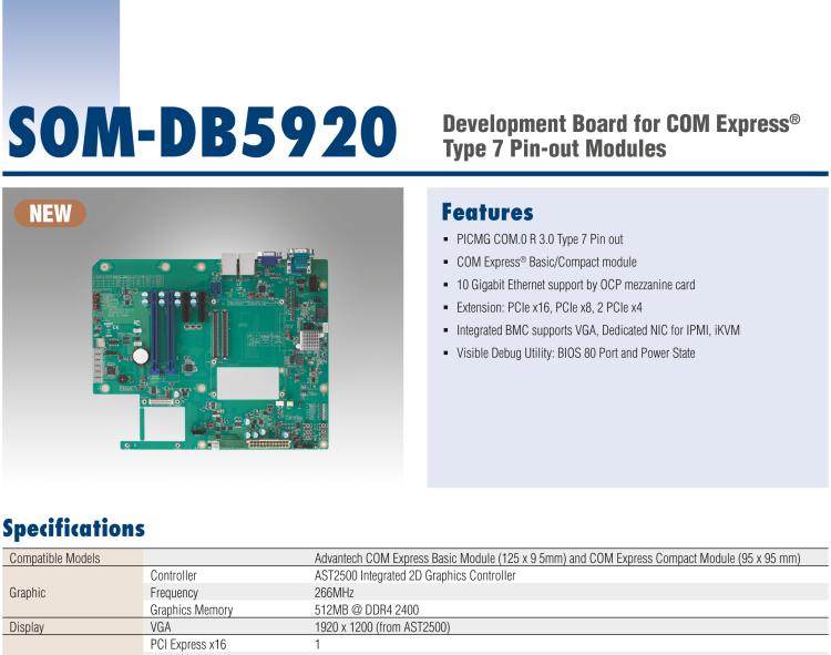 研華SOM-DB5920 COM Express? R3.0 Type 7 模塊 開(kāi)發(fā)板