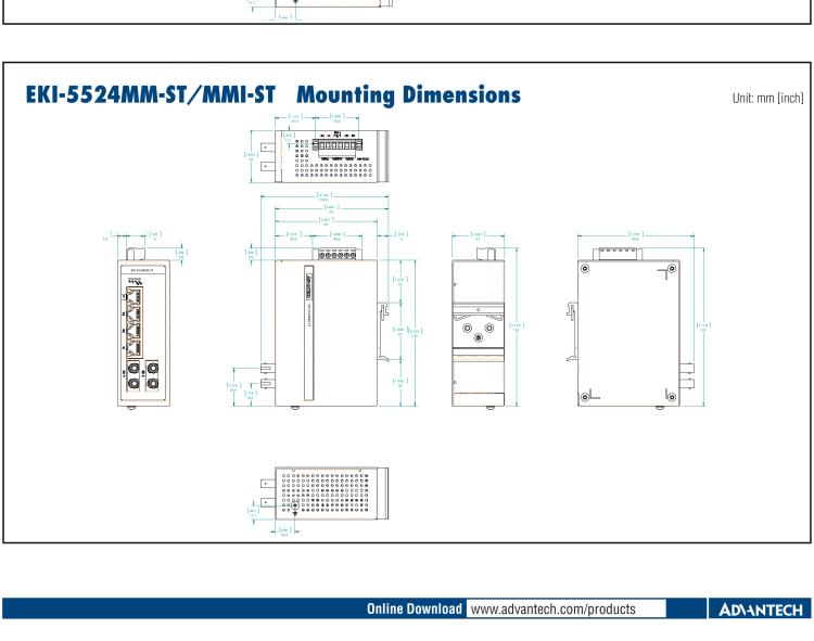 研華EKI-5524MMI-ST 2光4電百兆ProView(組態)系列工業以太網交換機(包含單模/多模、SC/ST接口)