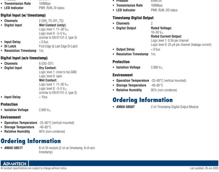 研華AMAX-5056T 2路帶時間戳數字量輸出模塊，0.3A 漏型（插片式）