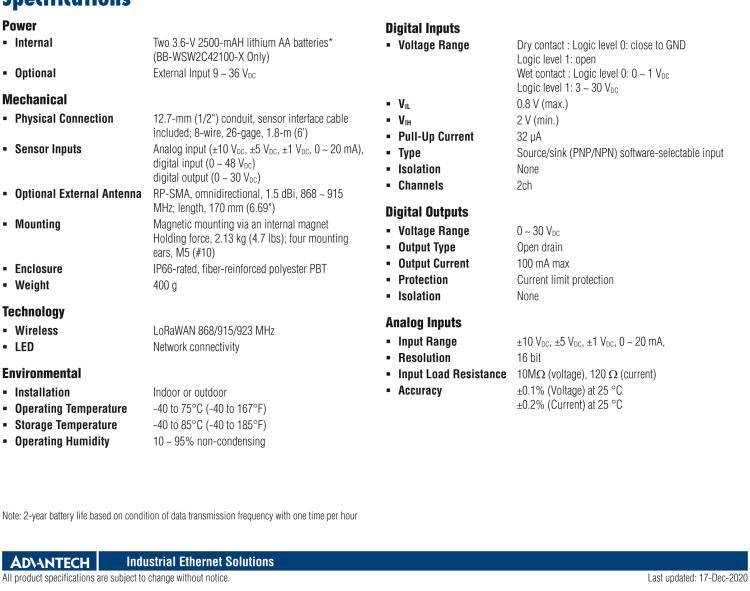 研華BB-WSW2C00015 LoRaWAN節(jié)點(diǎn)，支持RS485，外部天線