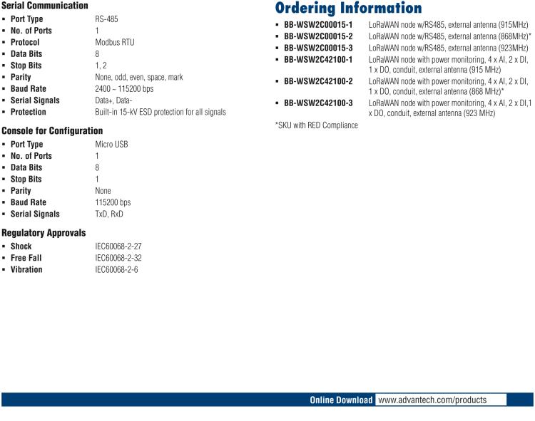 研華BB-WSW2C00015 LoRaWAN節(jié)點(diǎn)，支持RS485，外部天線