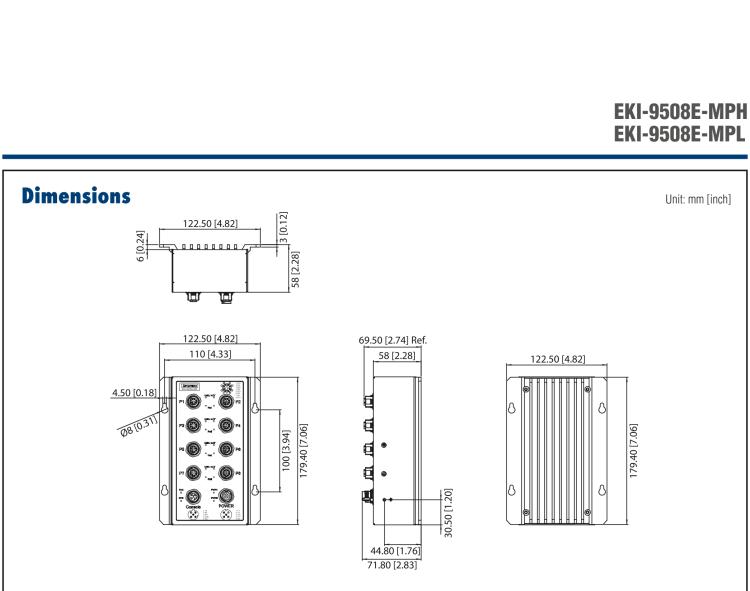 研華EKI-9508E-MPL EN 50155 Managed PoE Ethernet Switch with 8FE, 24-48 VDC