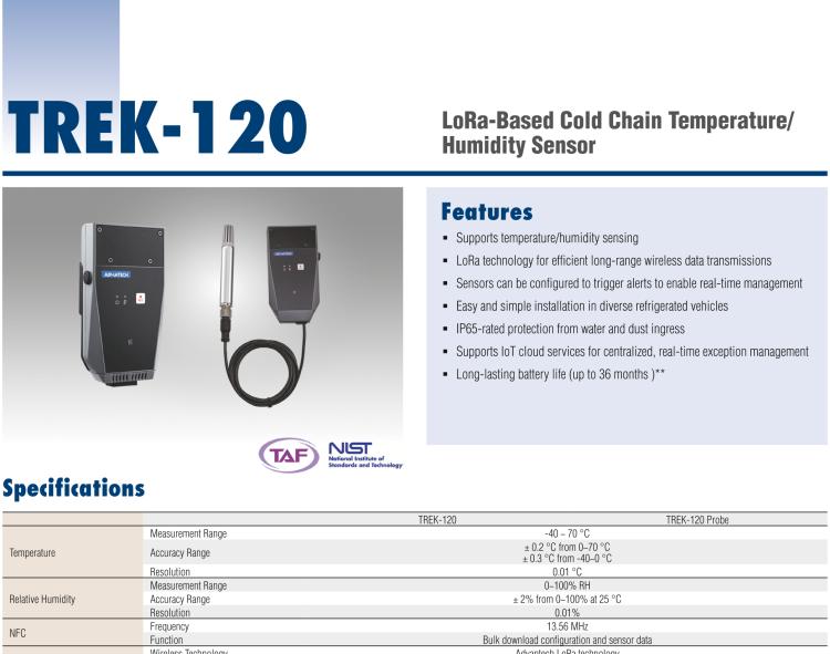 研華USM-S62 LoRa網關，用于 TREK-120 溫濕度傳感器