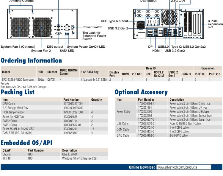 研華EPC-B3588 適配Intel 第12代 Core i 系列處理器，搭載Q670E芯片組。可搭配NVIDIA? RTX-A4500顯卡。3U高度，提供高端圖像處理應(yīng)用的解決方案。