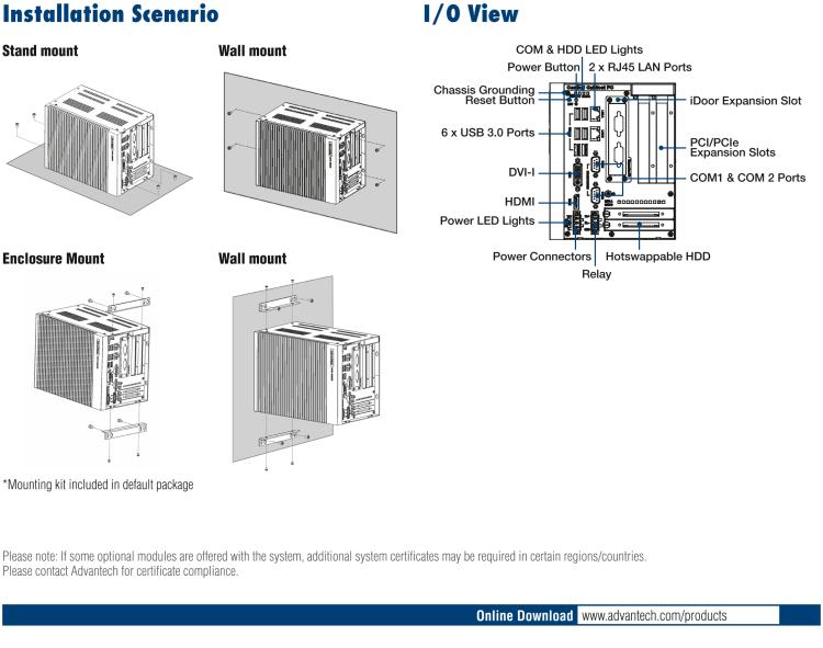 研華UNO-3283G 高效能嵌入式無(wú)風(fēng)扇工業(yè)電腦，搭配Intel? Core? i 處理器，2×GbE, 2×mPCIe, HDMI, DVI-I