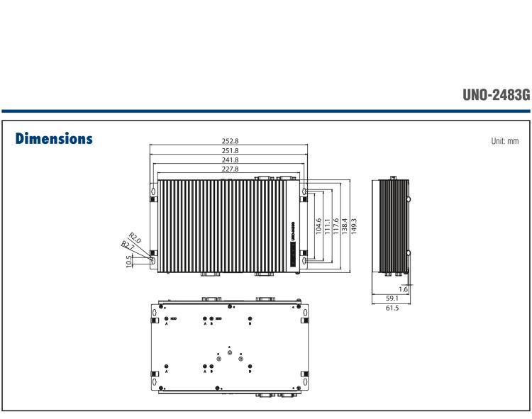 研華UNO-2483G 標(biāo)準(zhǔn)型嵌入式無風(fēng)扇工業(yè)電腦，搭配Intel? Core? i7/i3/Celeron處理器，4×GbE, 3×mPCIe, HDMI/VGA