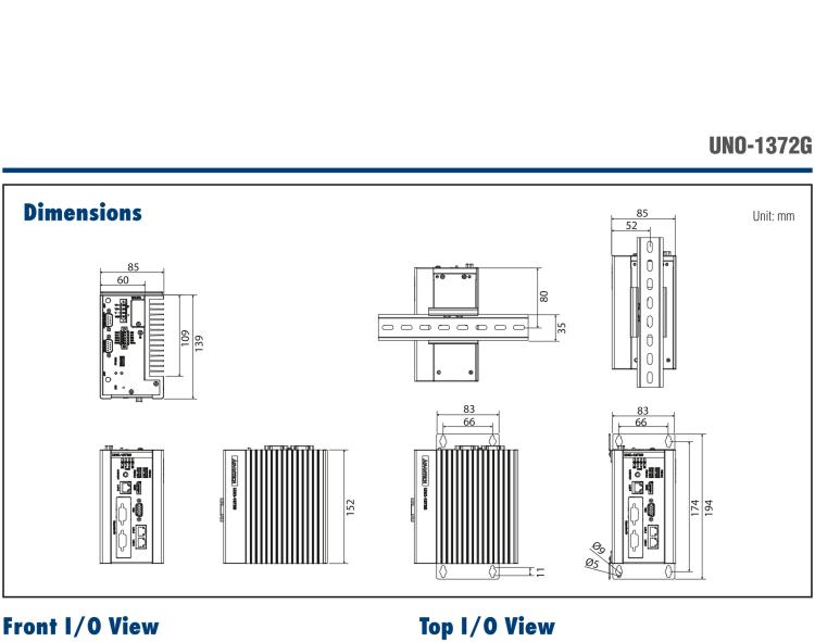 研華UNO-1372G 小型導(dǎo)軌安裝工業(yè)控制器，搭配英特爾?凌動(dòng)? 四核處理器及4GB DDR3L內(nèi)存，2×mPCIe，1×mSATA，2×COM，8×DI/O，3×USB，1×HDMI，1×VGA
