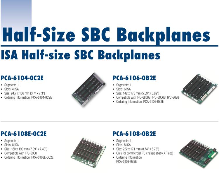 研華PCE-3B12 PICMG 1.3 Half-size mainstream SHB Backplanes, Compactable with PCE-3000 series and IPC chassis: ACP-4020