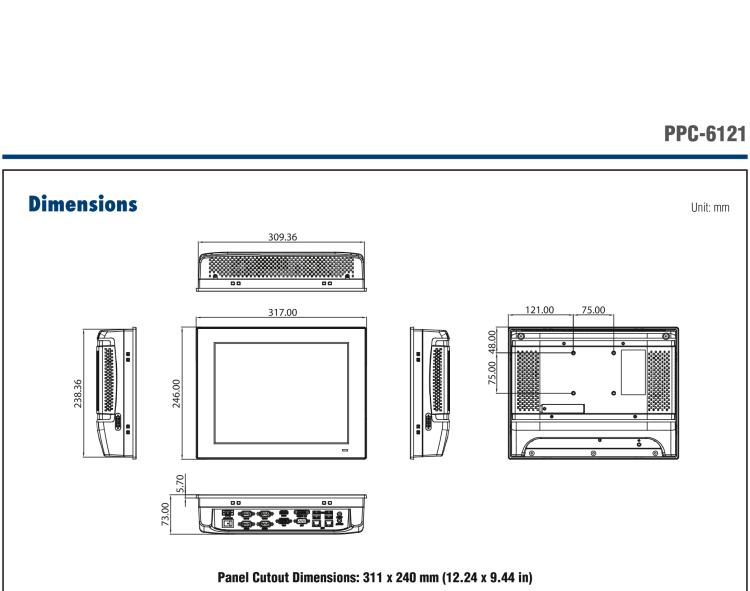 研華PPC-6121 12.1" 工業平板電腦, 搭載 Intel? 第8代 Core? i/Celeron? 處理器