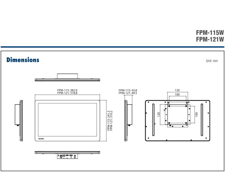 研華FPM-121W 21.5" Full HD工業顯示器P-CAP觸控