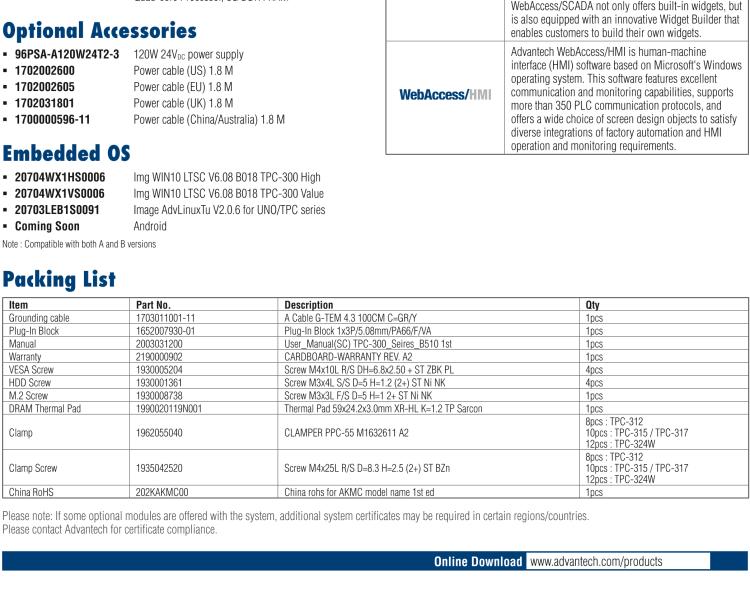 研華TPC-312 12.1" XGA TFT LED LCD工業平板電腦，搭載第八代Intel?Core?i3/ i5/ i7處理器，內置8G DDR4 RAM
