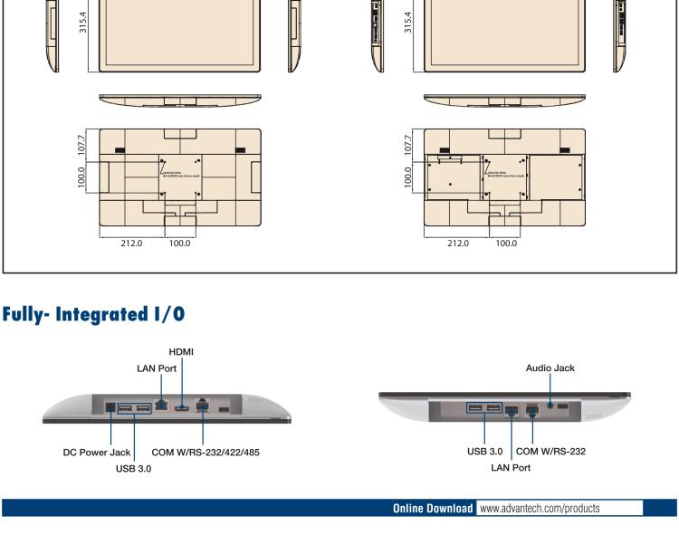 研華UTC-120G 21.5" 多功能觸控一體機，內置 Pentium? N4200