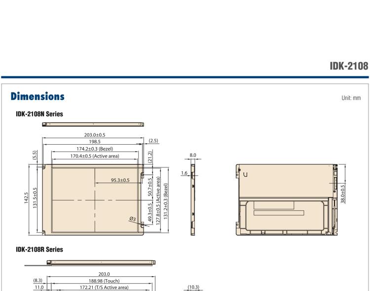 研華IDK-2108 8.4” SVGA 1200cd/m2 超高亮度工業顯示套件，帶 LED 背光燈、LVDS 接口