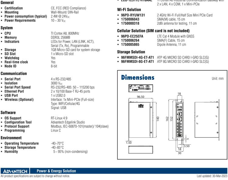 研華ECU-1251 基于RISC架構的站立式工業通訊網關 ECU-1251