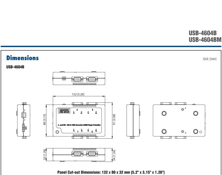 研華USB-4604B USB轉(zhuǎn)4端口RS-232轉(zhuǎn)換器，帶浪涌保護