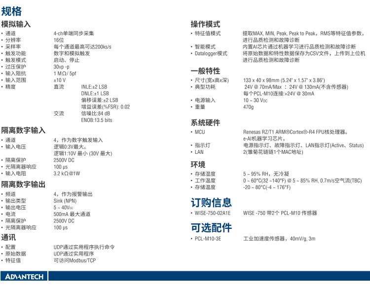 研華WISE-750 集成機器學習芯片的以太網高速同步采集模塊