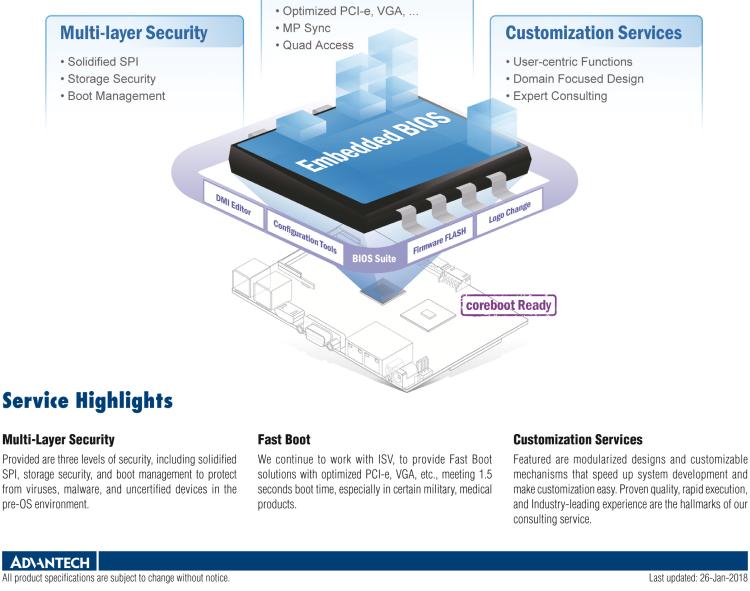 研華BIOS Fast Boot, Multi-layered Security and Customization Services